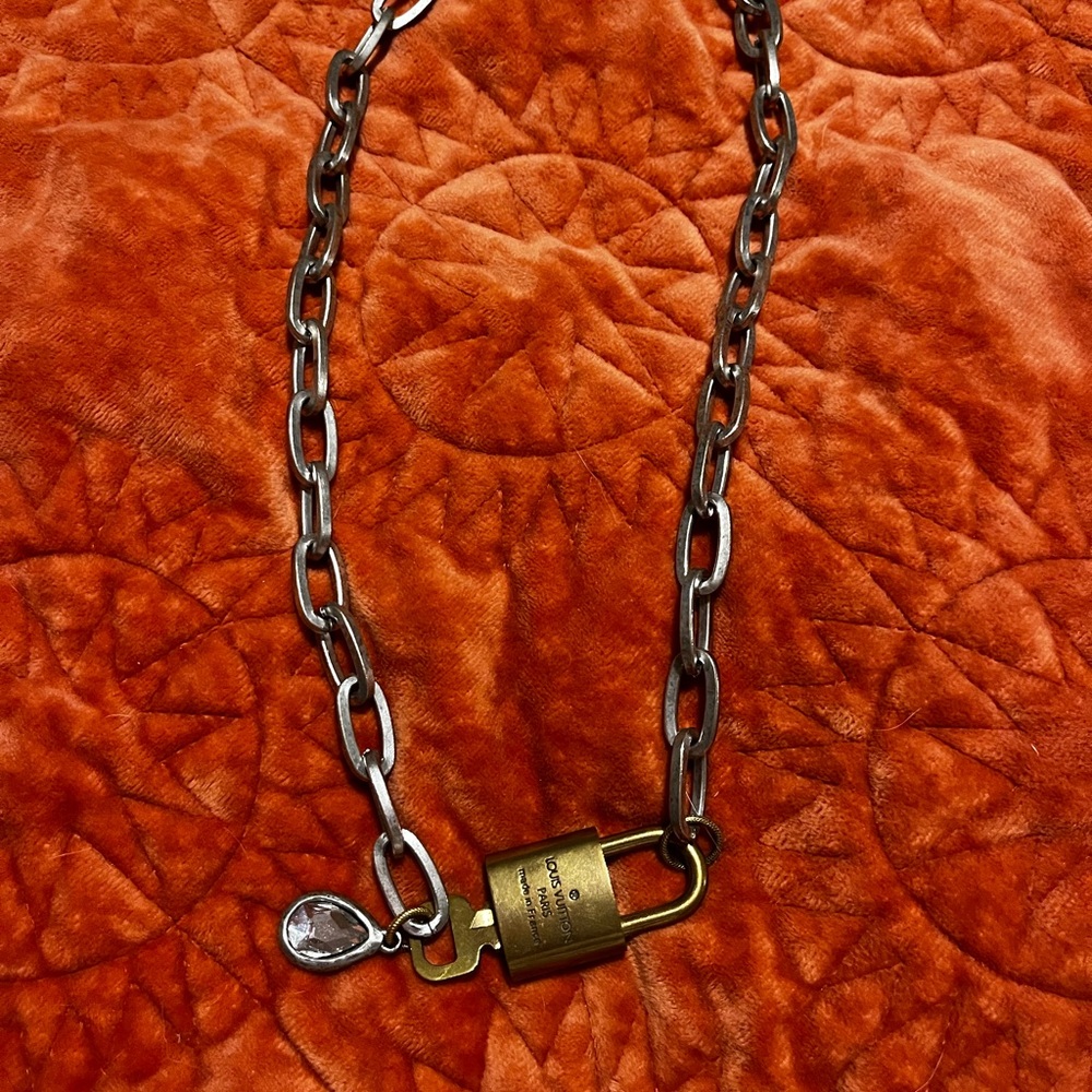 Authentic LV lock silver necklace